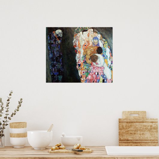 Tod und Lebensgemälde von Gustav Klimt (1908) Poster (Küche)
