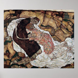 Tod und Mädchenmalerei von Egon Schiele Poster