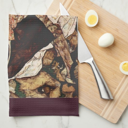 Tod und Maiden von Egon Schiele Geschirrtuch (Viertel Falte)