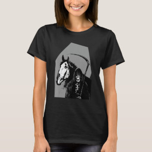 Tod und sein Pferd Halloween-Skelett T-Shirt