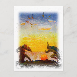 Tod von Arthur und Mordred Postkarte
