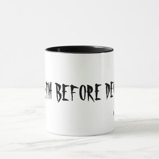 TOD VOR DECAF! , hw Entwürfe Tasse (Zentrum)