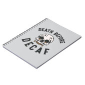 Tod vor Decaf Schädel - Kaffee Lover Notizblock (Linke Seite)