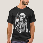 Tod vor Decaf - Skeleton Coffee Lover Design T-Shirt (Vorderseite)
