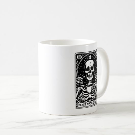 Tod vor dem Decaf-Tarot Skelett Kaffeetasse (VorderseiteRechts)