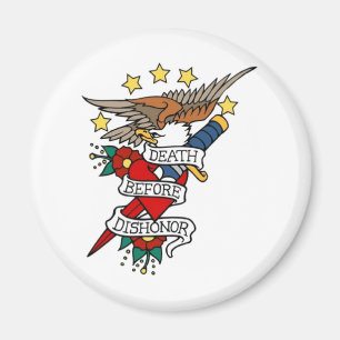 TOD VOR DER SCHANDE VINTAGE-TATTOO-KUNSTDruck Magnet