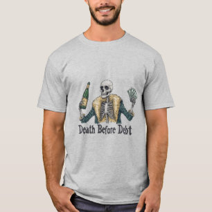 Tod vor Schulden - Vintage Schädeldarstellung T-Shirt
