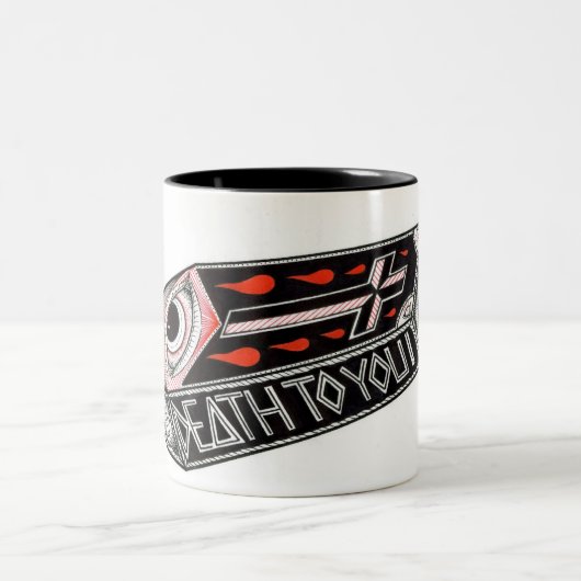 Tod zu Ihnen Zweifarbige Tasse (Mittel)