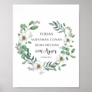 Todas vuestras cosas spanischer Bibelvers Poster