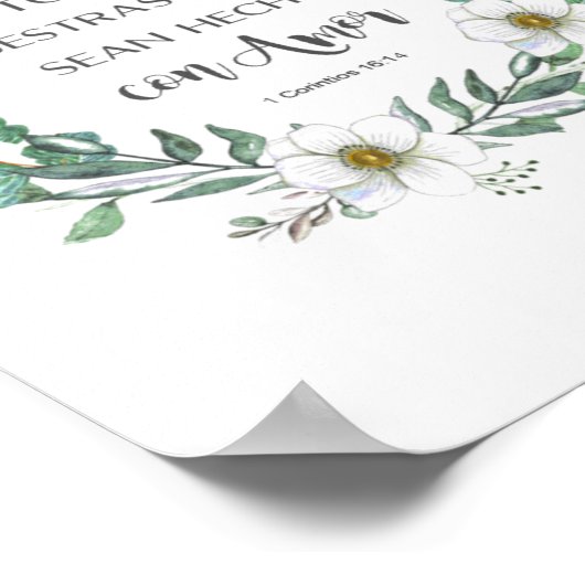 Todas vuestras cosas spanischer Bibelverse Poster (Ecke)