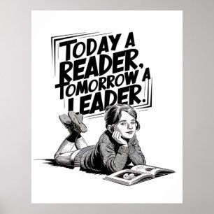 Today a Reader - Book Reading Girl - Bookworm Girl Poster