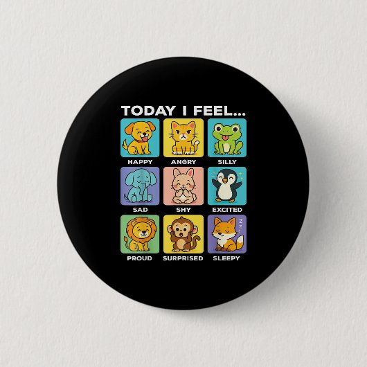 Today I Feel... Funny Animals Emotional Boxes Emot Button (Vorderseite)
