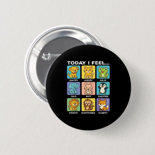 Today I Feel... Funny Animals Emotional Boxes Emot Button (Vorne & Hinten)