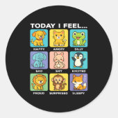 Today I Feel... Funny Animals Emotional Boxes Emot Runder Aufkleber (Vorderseite)