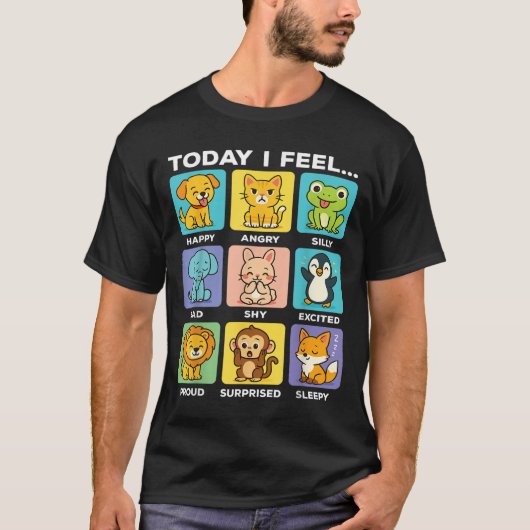 Today I Feel... Funny Animals Emotional Boxes Emot T-Shirt (Vorderseite)