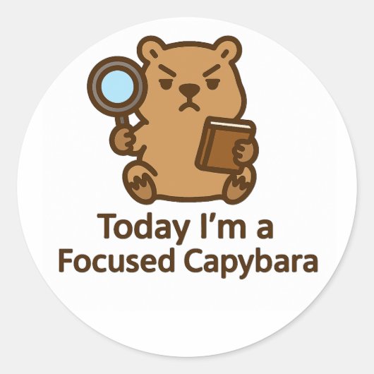 Today I’m a Focused Capybara – Kawaii Sticker (Vorderseite)