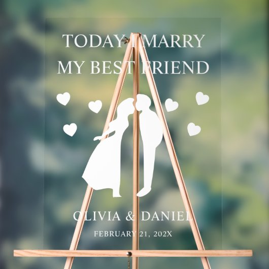 Today I Marry My Best Friend Personalized Wedding Acrylschild (Neutral)