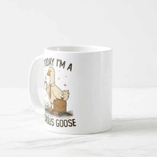 Today I'm A Serious Goose Funny Office Work Animal Kaffeetasse (Vorderseite Links)