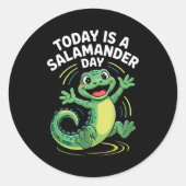 Today Is A Salamander Day Funny Cute Cartoon Herpe Runder Aufkleber (Vorderseite)