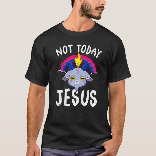 Today Not Jesus Satan Bisexual Baphomet Goat Bi Sa T-Shirt (Vorderseite)