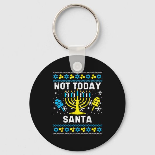 Today Santa Not Ugly Hanukkah Chanukah Jewish Wome Schlüsselanhänger (Vorderseite)