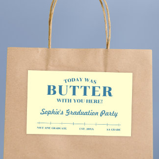 Today Was Butter With You Yellow & Blue Graduation Rechteckiger Aufkleber