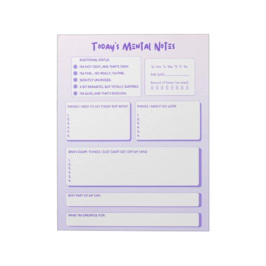 Today's Mental Notes Notepad  Notizblock (Rotiert)