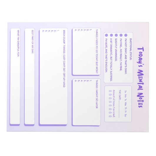 Today's Mental Notes Notepad Notizblock (Vorderseite)