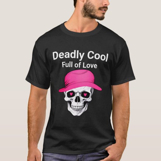 Todbringend Cool mit Liebe Skull Heart Graphic T-S T-Shirt (Vorderseite)