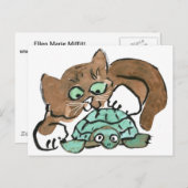 Todd das Brown-Kätzchen findet eine Schildkröte Postkarte (Vorne/Hinten)