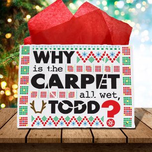 Todd Margo Carpet Funny Red Ugly Christmas Sweater Große Geschenktüte