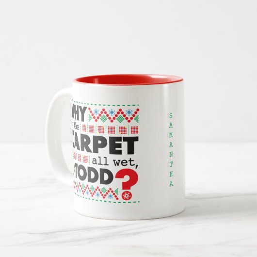 Todd Margo Carpet Funny Red Ugly Christmas Tasse (Vorderseite Links)