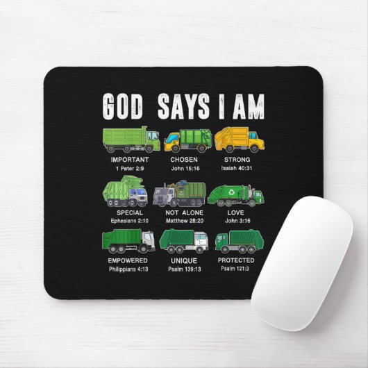 Toddler Boy God Says I Am Garbage Truck Jesus Brot Mousepad (Mit Mouse)
