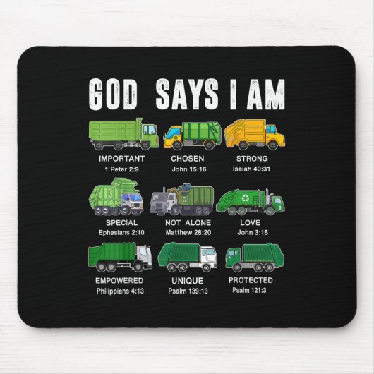 Toddler Boy God Says I Am Garbage Truck Jesus Brot Mousepad (Vorne)