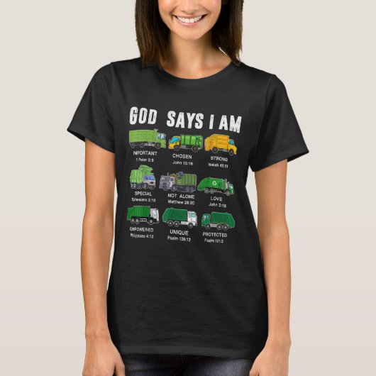Toddler Boy God Says I Am Garbage Truck Jesus Brot T-Shirt (Vorderseite)