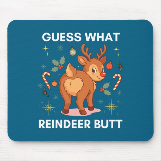 Toddler Christmas Ugly Sweater Guess What Reindeer Mousepad (Vorne)
