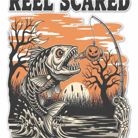 Toddler Fishing Halloween Aufkleber (Vorderseite)