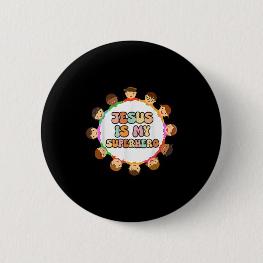 Toddler Girls Jesus Is My Superhero Christian Sist Button (Vorderseite)