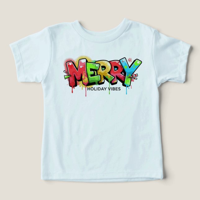 Toddler Graffiti Merry Holiday Vibes Apparel (Design Vorderseite)