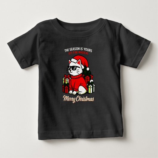 Toddler's Cool Cat Christmas funny holiday Baby T-shirt (Vorderseite)