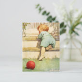 Toddling Baby Boy und Red Ball Postkarte (Stehend Vorderseite)