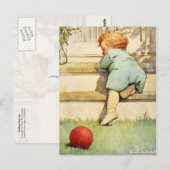 Toddling Baby Boy und Red Ball Postkarte (Vorne/Hinten)
