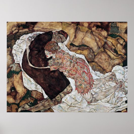 Todes und Mädchen Gemälde von Egon Schiele Poster (Vorne)