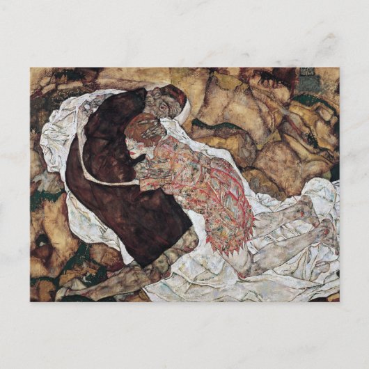 Todes und Mädchen Gemälde von Egon Schiele Postkarte (Vorderseite)