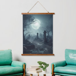 Todesdomäne: Ein unheimlicher Friedhof Wandteppich Mit Holzrahmen