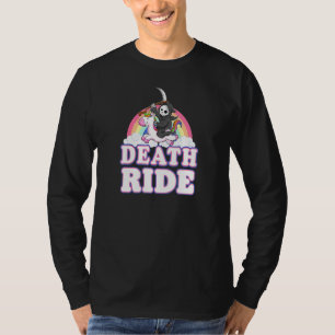 Todesfahrt Regenbogen Sensenmann Reitendes Einhorn T-Shirt