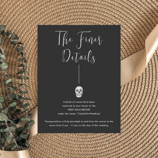 Todesfall macht uns Teil Hochzeitsdetails Begleitkarte