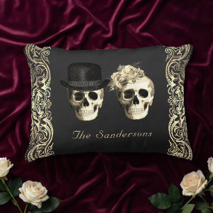 Todesfall-Totenkopf-Paar-Goth-Halloween Dekokissen
