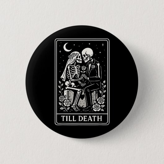 Todesfallskelett-Paar Tarot Gothic Hochzeit Button (Vorderseite)