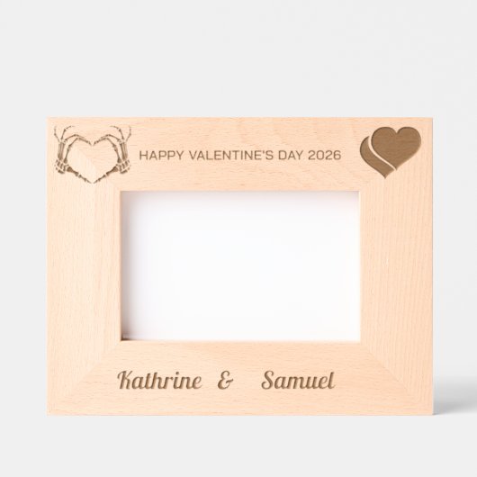 Todesgerippe halten Herz zum Valentinstag Geätzte Rahmen (Vorderseite)